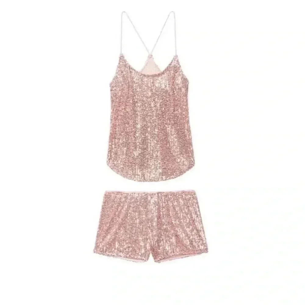 VICTORIA’S SECRET BLING  SEQUINS CAMI AND SHORTS SET S